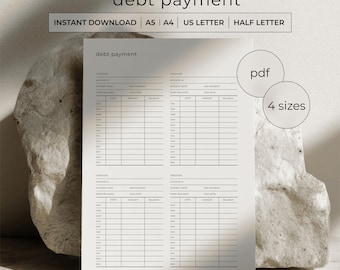 Debt Payment Tracker Printable PDF - Debt Payoff Planner - Credit Card Tracker - Loan Payment Log - A4 A5 Letter Half Letter