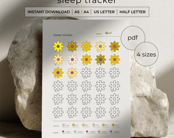 Sleep Tracker Printable PDF - 30 Day Sleep Log Journal - Bedtime Routine Planner - A4 A5 Letter Half Letter - Instant Download
