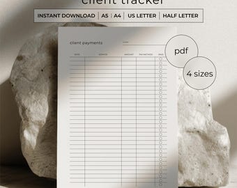 Client Payments Tracker Printable PDF - Business Income Log - Freelance Payment Record - A4 A5 Letter Half Letter - Instant Download
