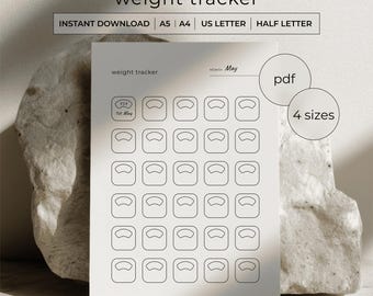 Weight Loss Tracker Printable PDF - 30 Day Weight Loss Log - Body Progress Planner - A4 A5 Letter Half Letter - Instant Download
