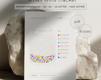Small Wins Tracker Printable PDF - Daily Positive Habit Log - Self Improvement Planner - A4 A5 Letter Half Letter - Instant Download