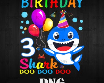 Shark 3rd Birthday Etsy