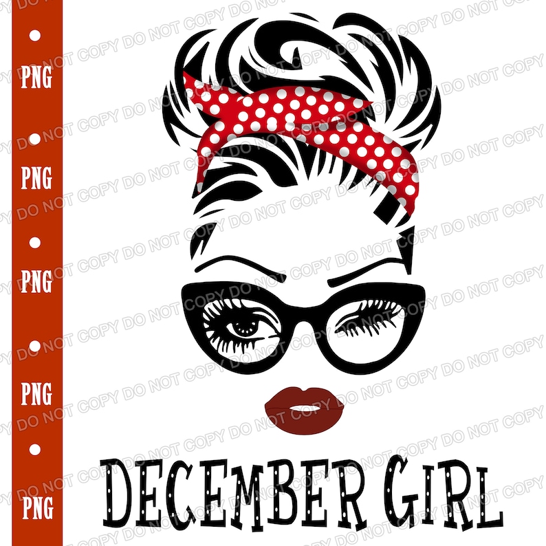 Download December Girl Woman With Glasses Printable Girl With Bandana | Etsy