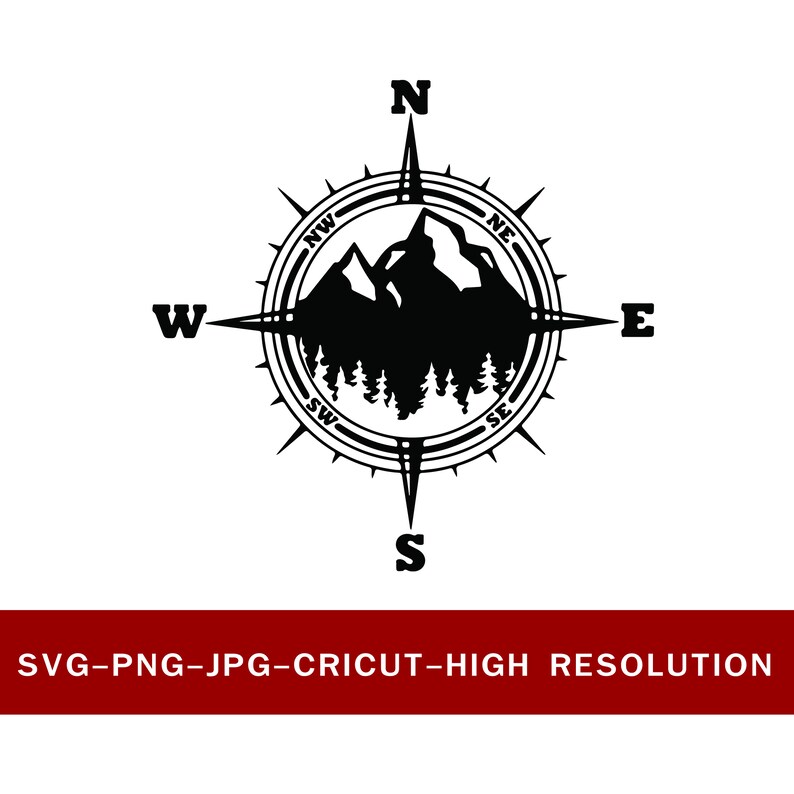 Mountains and Trees Compass SVG Fichier fichiers coupés ...