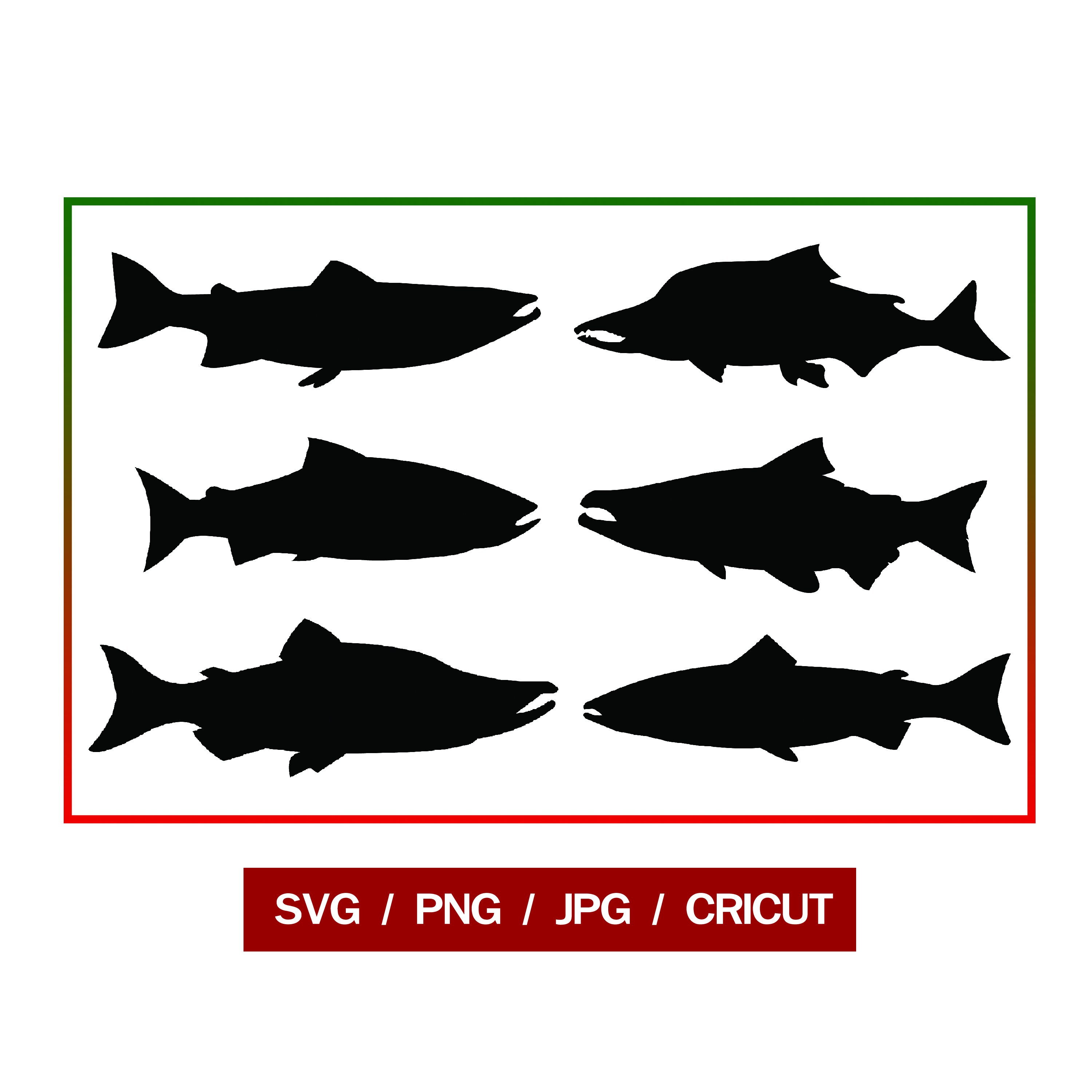 Salmon Fish Stencil SVG SVG Cut File for Cricut or Silhouette Etsy