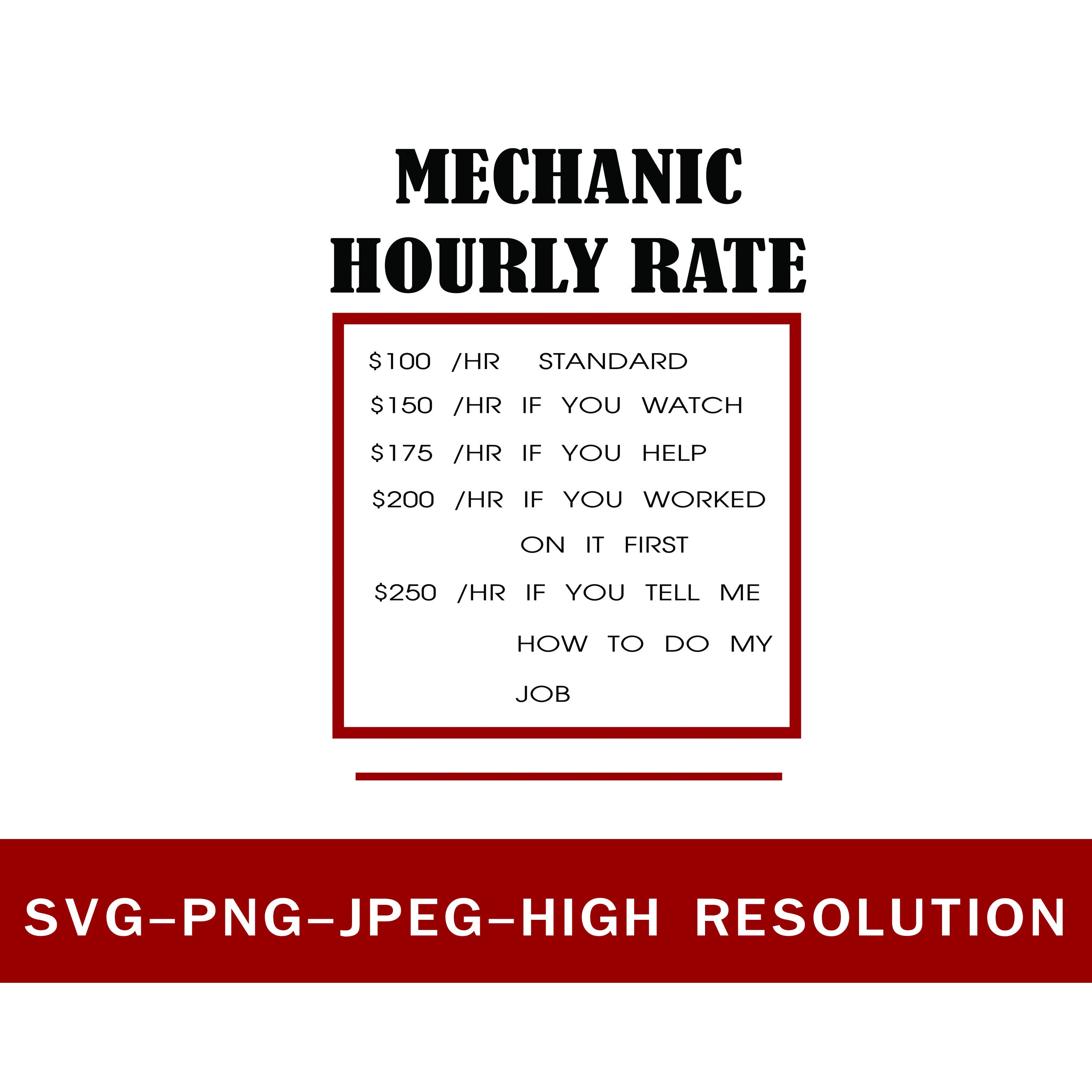 Mechanic SVG Mechanic Hourly rate SVG Etsy