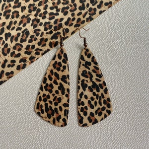 Leopard Print Portuguese Cork Earrings. Comfy, Lightweight, Vegan Jewellery. Handmade in Yorkshire by House of Amoret