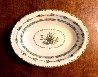 Antique Royal Doulton Oval Vegetable Bowl 10", Floral Urn China Serving Dish
