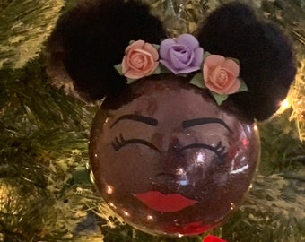 Melanin ornaments/ Afro puff ornaments/ Black girl magic ornaments/ Black Christmas