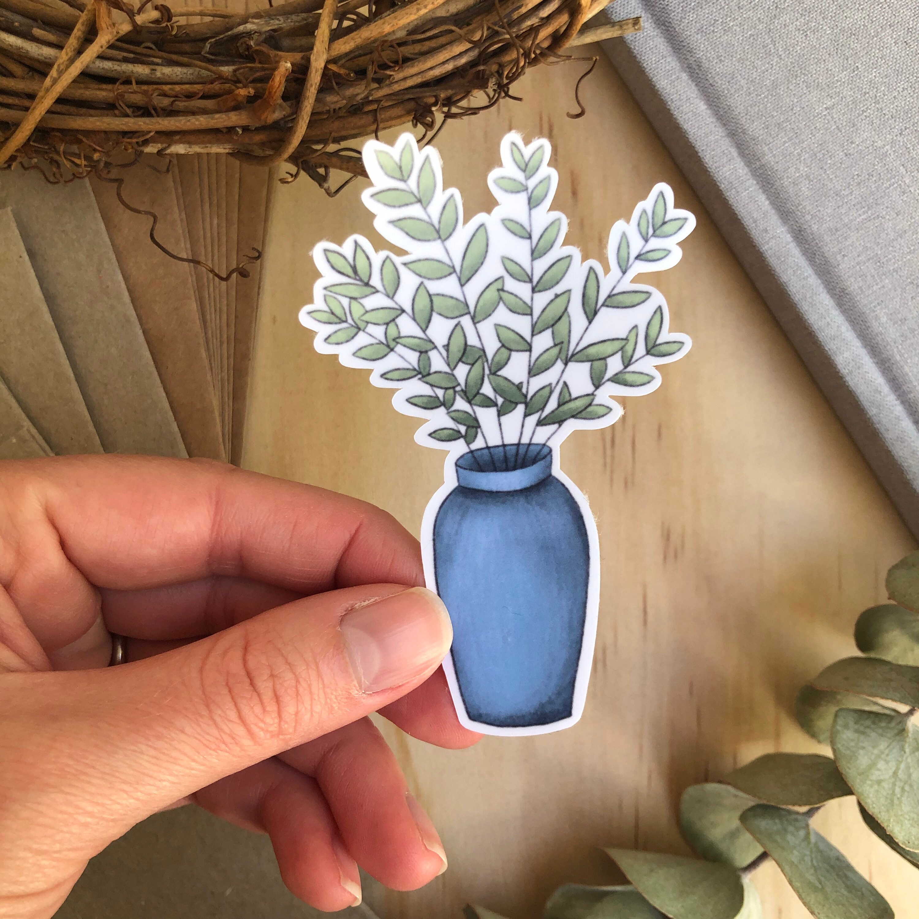 Vase Plant Sticker Vinyl Sticker Laptop Sticker Hydro Etsy