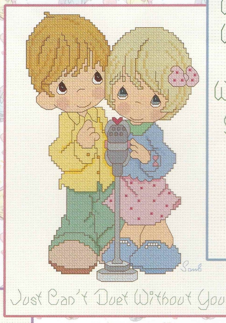 Precious Moments Cross Stitch Pattern Just Can't Duet | Etsy