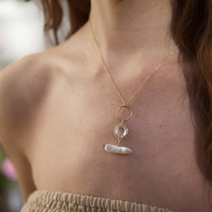Long Pearl Necklace, Gold Filled Real Pearl Necklace, Delicate Gemstone Necklace, Everyday Dainty Necklace, Handcrafted Boho Jewelry