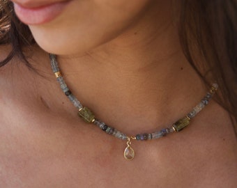 Gold-Filled Peridot Bead Necklace (The Peridot Beads) Ethical Gemstone Jewelry, Aquamarine Crystal, Peridot Necklace, Beaded Jewelry, Gold