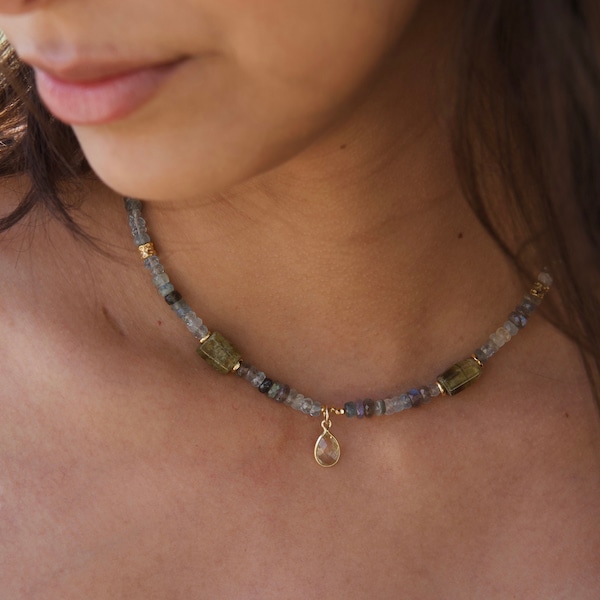 Gold-Filled Peridot Bead Necklace (The Peridot Beads) Ethical Gemstone Jewelry, Aquamarine Crystal, Peridot Necklace, Beaded Jewelry, Gold