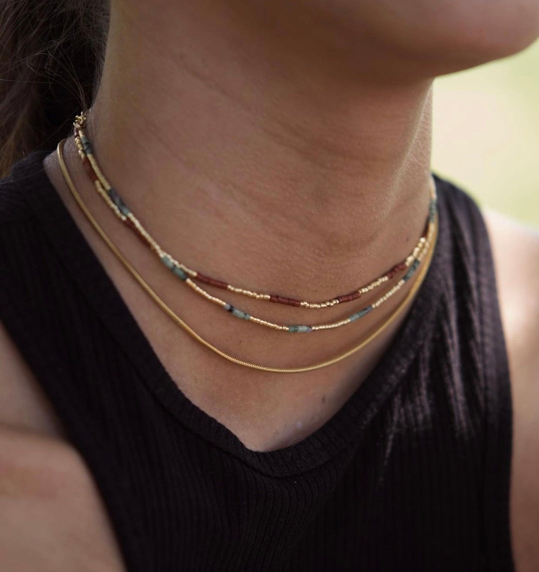 14K Goldfilled Beaded Gemstone Choker the Beaded Choker Goldfilled