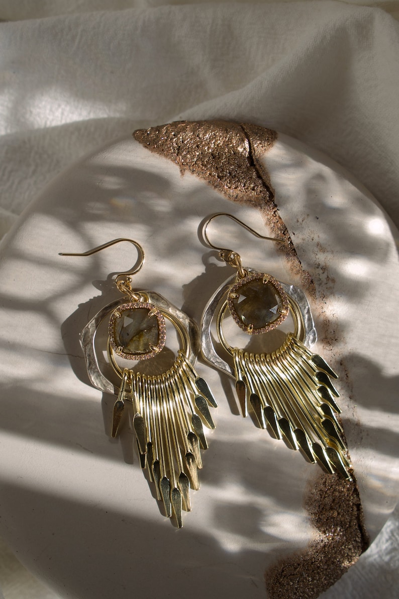 Boho Style Earrings, Dangle Earrings, Labradorite Jewelry, Gold Filled Earrings, Crystal Jewelry, Boho Style, Dainty Earrings, Non Tarnish image 4
