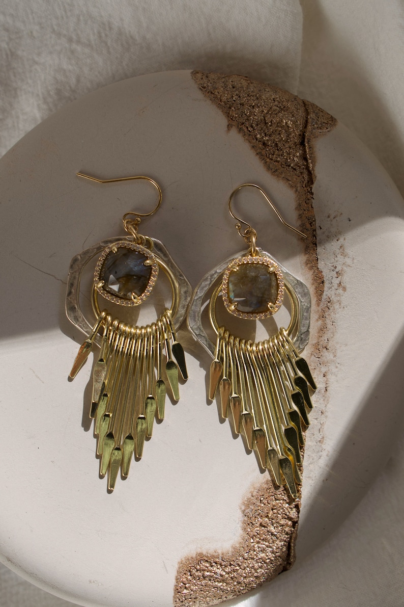 Boho Style Earrings, Dangle Earrings, Labradorite Jewelry, Gold Filled Earrings, Crystal Jewelry, Boho Style, Dainty Earrings, Non Tarnish image 6