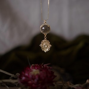 OFFICIALLY LICENSED Haunting Adeline Jewelry, Gold-Filled Labradorite Necklace, Dark Romace Jewelry, Gothic Jewelry, HD Carlton