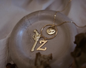 Haunting Adeline Merch, Gold-Filled Charm Necklace, Book Jewelry, Skull Necklace Pendant, Initial Necklace, Gothic Jewelry