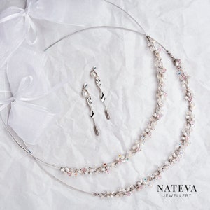 Sterling Silver Greek Orthodox Wedding Crowns: Pearl & Swarovski Stefana