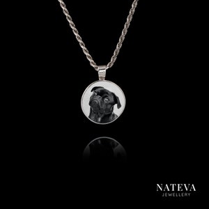 Dog Lovers Custom Photo Circle Pendant - Personalise it - Silver 925 Jewellery