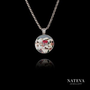 Mikasa Holiday Village Pendant, Christmas Pendant, Silver 925 Personalized Ceramic Stone Necklace, Unique Charm