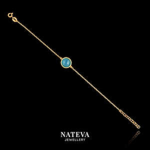 Gold Plated Bracelet with Synthetic Turquoise Stone in Silver 925