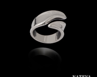 Rhodium Plated Silver 925 Leaf Ring