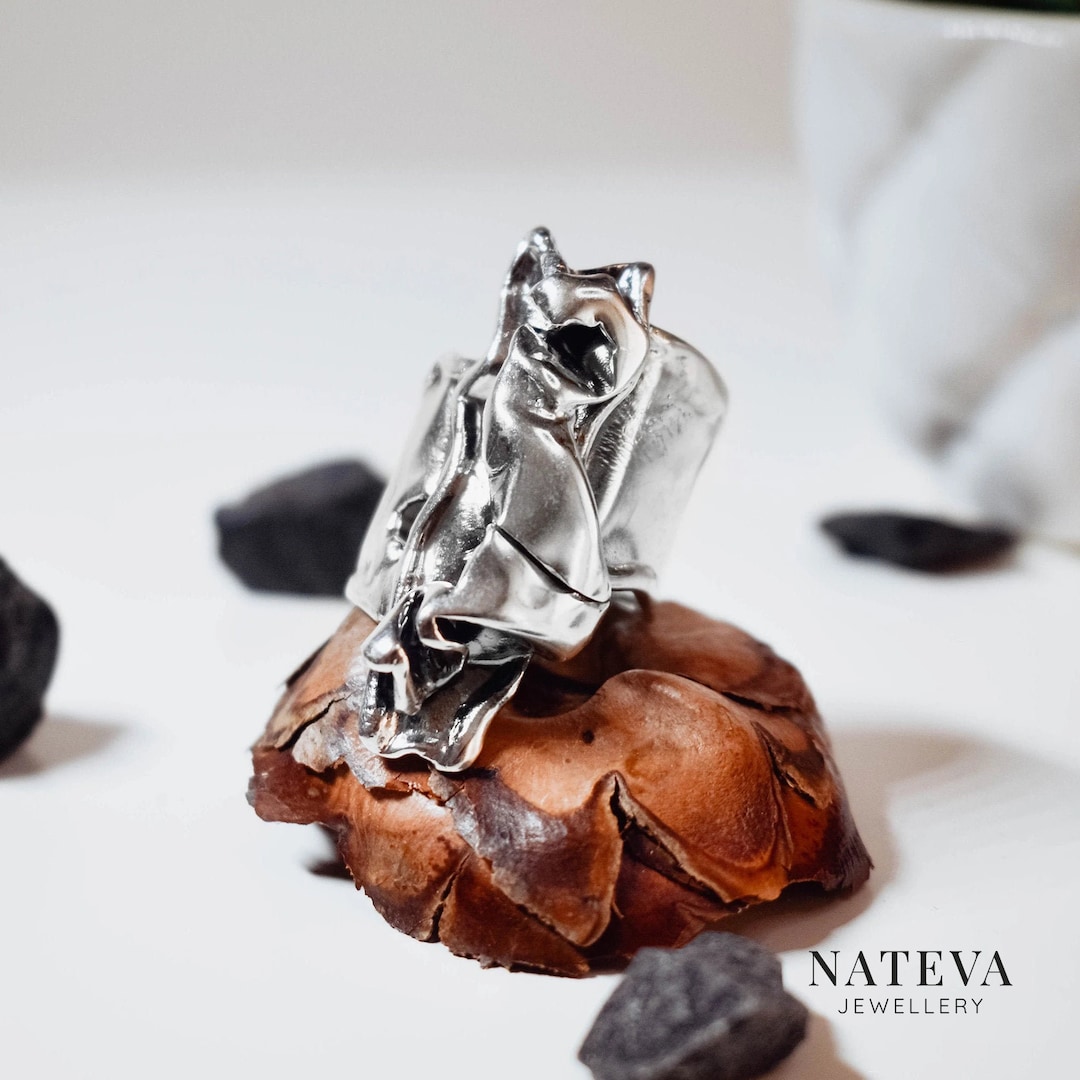 Silver 925 Abstract Ring, Handmade Silver Ring, Adjustable Ring, Wavy
