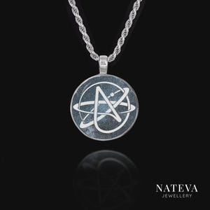 無神論者の原子記号ネックレス：パーソナライズされた925シルバーセラミックペンダント