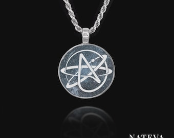 Atheist Atom Symbol Necklace: Personalized 925 Silver Ceramic Pendant