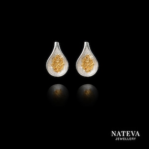 Silver 925 Fig Earrings with Gold Plated seeds
