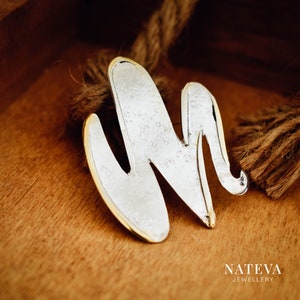 Silver 925 Wave Pendant with Gold plated Strokes, Handmade Friendship Necklace, Gift for Her