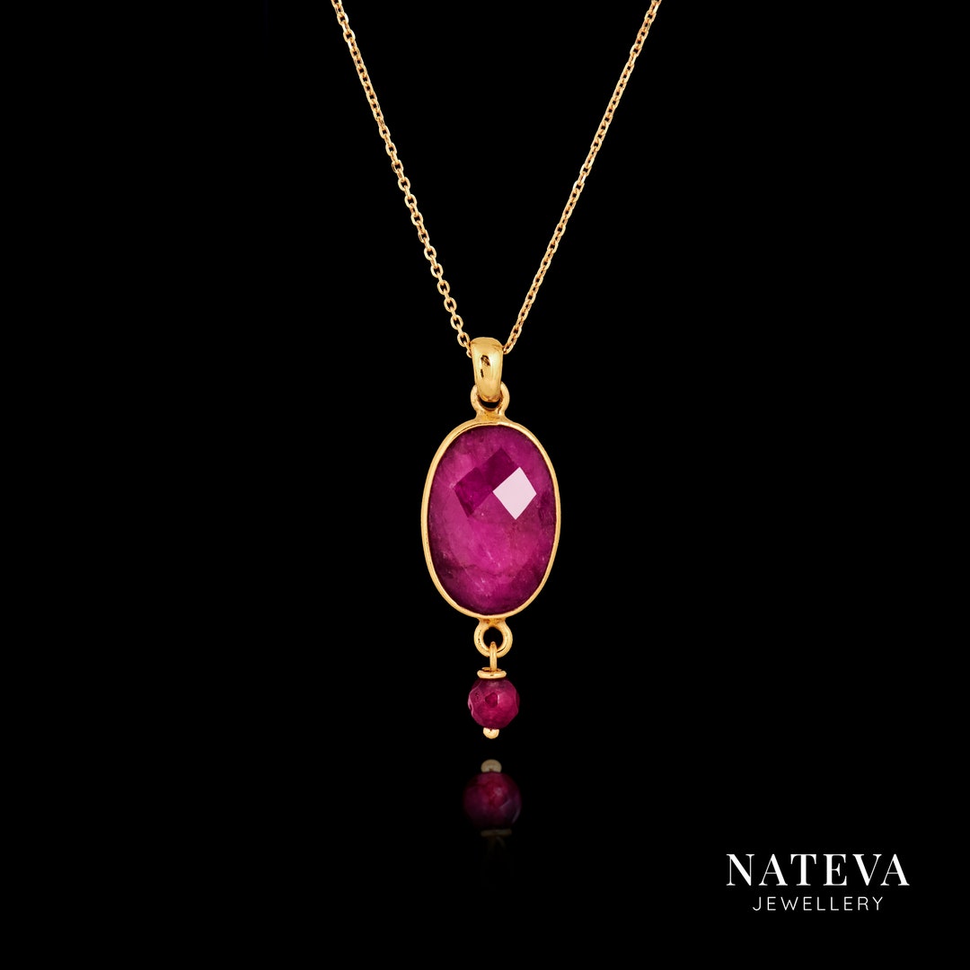 Gold Plated Pendant With Ruby Gemstone in Silver 925 - Etsy