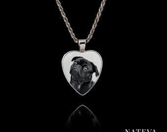 Dog Lovers Custom Photo Heart Pendant - Personalise it - Silver 925 Jewellery