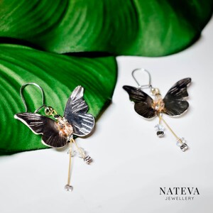 Silver 925 Butterfly Earrings with Swarovski Crystals