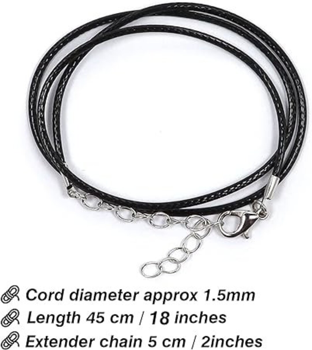 1820 Black Waxed Cotton Cord Necklace Etsy