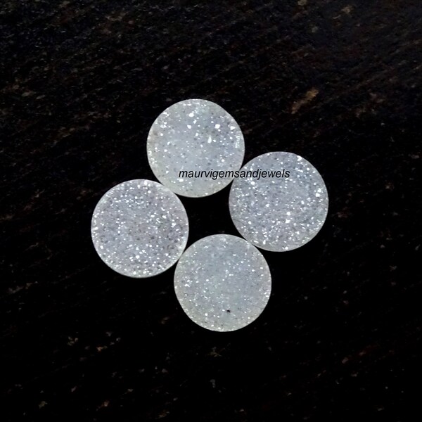 Wholesale 6 8 10 12 14 mm Round Natural Titanium AB White Pearl Agate Druzy Cabochon CAB Undrilled Sparkle Drusy Gemstone DIY Making Jewelry