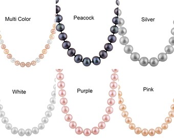 Peacock Pearl Choker Necklace Multi Color Pearl Silver Pearl Pink Pearl Necklace Cultured Freshwater Pearl June Birthstone Bridal Jewelry.