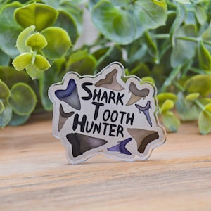 Shark Tooth Hunter Acrylic Pin, Shark Tooth Hunting, Shark Tooth Collector