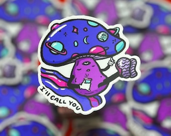 Mushroom Sticker | Cute Mushrooms, Cute Fungi Sticker, Waterproof Stickers, Plant Stickers, Funghi Sticker, Waterproof Vinyl Sticker
