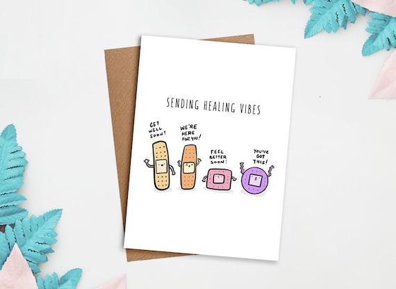 Sending Healing Vibes! Get Well Card, Greeting Card, Healing Card