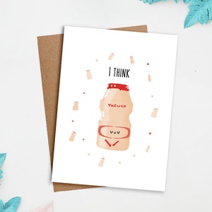 Je pense Yacute Carte De Vœux | Jolie carte, cadeau culinaire, cadeaux asiatiques, carte d'amour, carte de remerciement, carte de voeux, boutiques asiatiques, art asiatique, yakult
