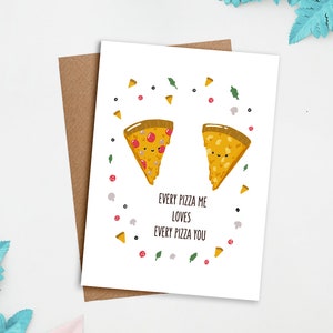 Carte Chaque pizza me aime chaque pizza | Carte amour, carte mignonne, carte de la Saint-Valentin, carte d'anniversaire, carte de jeu de mots nourriture, carte de remerciement, pizza