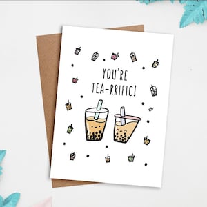 Vous êtes Teariffic | Jolie carte, carte de thé aux perles, cadeaux Boba, carte d'amour, carte d'anniversaire, carte de voeux, Boba, thé Boba, cadeaux asiatiques, jeu de mots