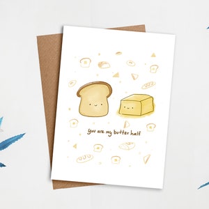 Tu es ma demi-carte de beurre | Carte d’amour, Carte mignonne, Carte pour elle, Carte pour lui, Jeux de mots alimentaires, Carte de la Saint-Valentin, Carte d’anniversaire, Carte de vœux