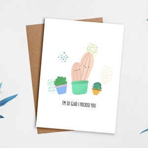Je suis si heureux de t’avoir piqué | Carte mignonne, Carte Cactus, Carte d’amour, Carte anniversaire, Carte de vœux, Joyeuse Saint-Valentin, Carte Saint-Valentin, Punny