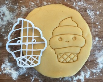 Ice cream cookie cutter, Ice cream cone, fondant clay cutter, Food lover gift, Gift for mom, DIY wedding favor, Food gifts