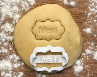 Personalized Plaque shaped cookie cutter, Cookie cutter with name, Custom cookie cutter,  Gift for Bakers, Baby shower favor, Birthday party