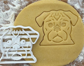 Pug face cookie cutter, Pug Christmas gift idea, Pug gifts, Pug lover gift idea, Pug mom gifts, dog biscuit, fondant clay cutter